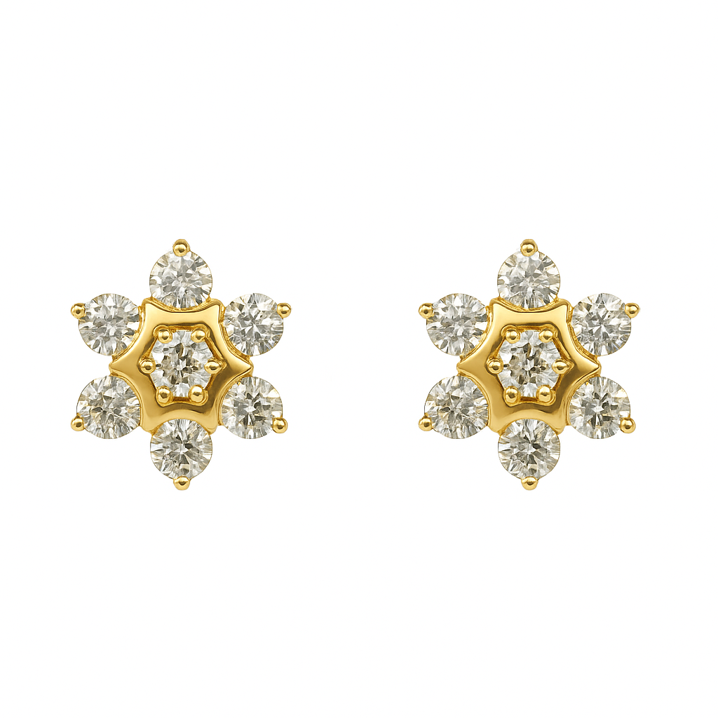 Beautiful 18 Kt Gold  Natural Diamond Earing